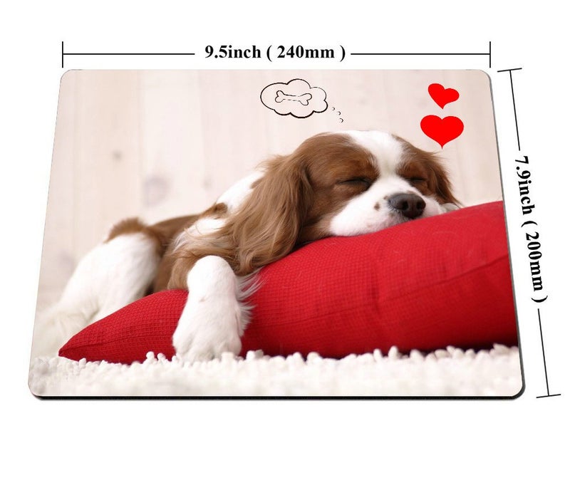 Smooffly Funny Dog Mouse Pad Red, Cute Puppy Sleeping on a Pillow Dreaming of a Bone Personality Desings Gaming Mouse Pad - Image 2